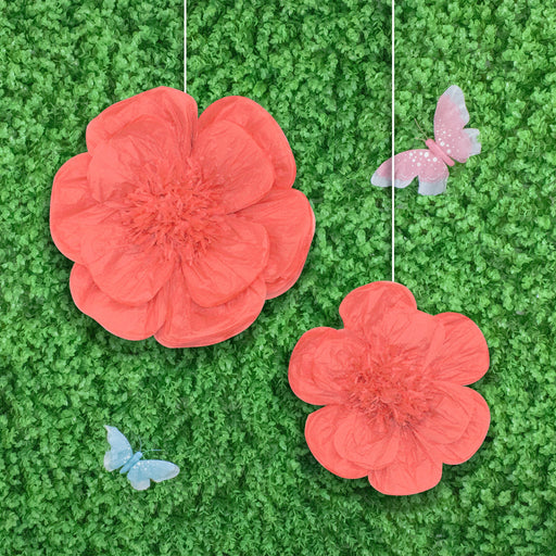 Scallop Shaped Red Tissue Flowers 2pcs | 1ct - Zurchers
