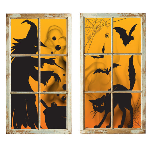 Halloween Window Witch and Cat Silhouette | 2pc - Zurchers