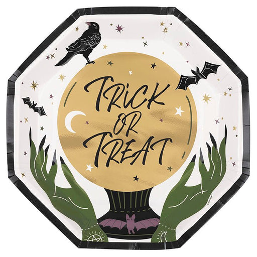 Halloween Celestial "Trick or Treat" Octagon Shaped Dinner Plates 9" | 8ct - Zurchers