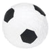 Soccer ball-shaped piñata featuring a classic black and white design with layered tissue paper texture, designed for party games and celebrations.