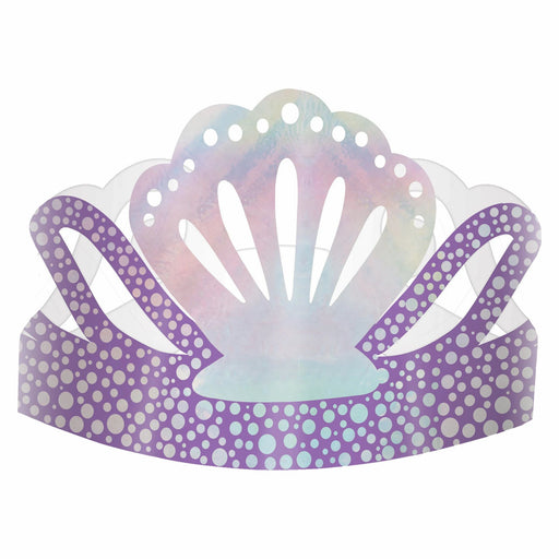 Iridescent Shimmering Mermaids Cardstock Tiaras, 7.7" | 8ct - Zurchers