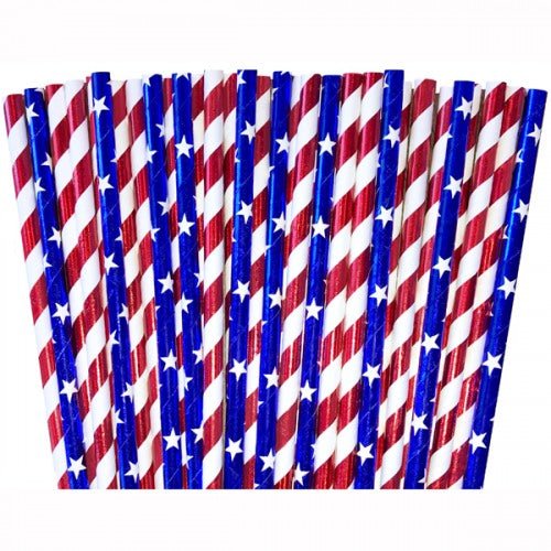 Patriotic Red White & Blue Straws 12pk | 1ct - Zurchers