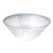 Clear plastic serving bowl with a wide rim and narrow base, shaped in a conical form. The surface features a frosted, crackled texture that resembles crushed ice or glass, giving it a decorative and semi-transparent appearance. Suitable for serving salads, snacks, or punch.