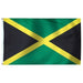 "Rectangular flag divided by a yellow diagonal cross forming four triangles. The top and bottom triangles are green, while the left and right triangles are black. A white hoist strip with two brass grommets is visible on the left edge.