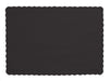 Rectangular black paper placemat with scalloped edges and smooth matte finish – disposable table setting accessory ideal for patriotic events, holiday dinners, picnics, and themed parties