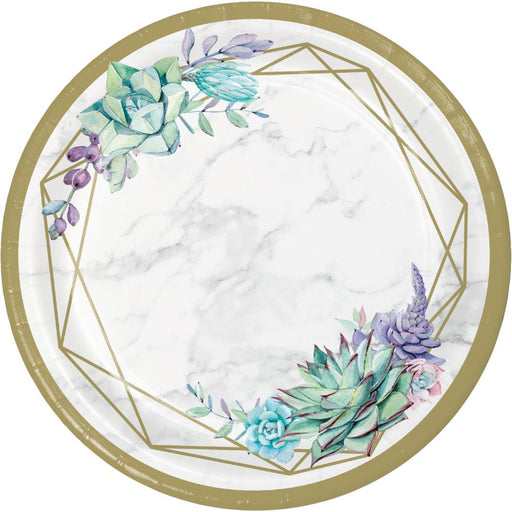 Geometric Succulents Banquet Paper Plates 9" | 16ct - Zurchers
