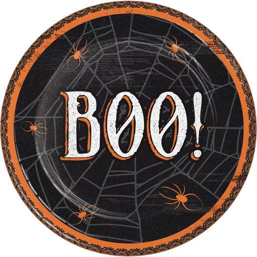 Halloween Wicked Webs Boo! Lunch Plates 7" | 8ct - Zurchers