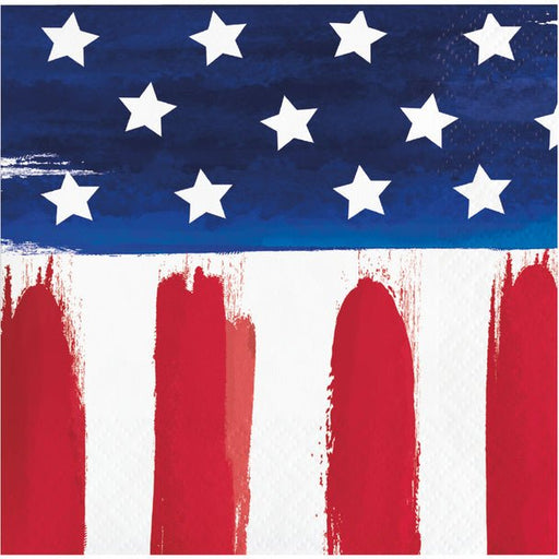 4th Of July Painterly Patriotic Beverage Napkins | 16ct - Zurchers
