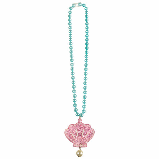 Glitter Shimmering Mermaids Seashell Pendant Plastic Bead Necklace, 17" | 1ct - Zurchers
