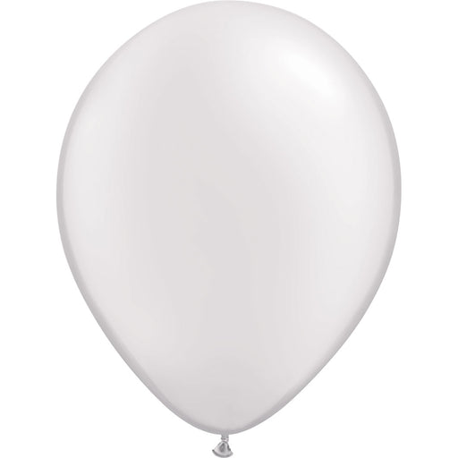 Single inflated pearl white balloon on a white background.