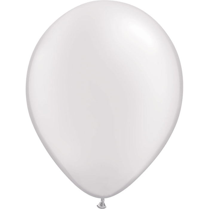 Single inflated pearl white balloon on a white background.