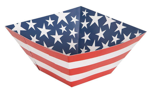 4th Of July Stars & Stripes Paper Square Snack Bowl 9.75" | 1ct - Zurchers