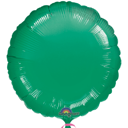 Green round foil balloon with a scalloped edge, featuring a subtle sheen and the 'Anagram' logo at the bottom center.