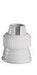 Small white plastic coupler base for cake decorating, used to secure piping tips to a decorating bag.