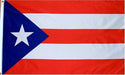 A flag with five horizontal stripes alternating red and white, and a blue triangle on the left side containing a white star.