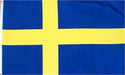 A blue flag with a yellow Scandinavian cross extending to the edges.