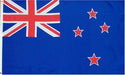 A flag with a blue background, a red and white cross design in the upper left corner, and four red stars with white borders on the right side.