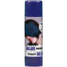 Aerosol can of blue hair spray with a bright blue cap and label – features an image of a model with streaked blue highlights in dark hair, labeled 'Blue Hair Spray' in bold black and blue text – temporary color, 3 oz can, perfect for costumes, team spirit, parties, and themed events.
