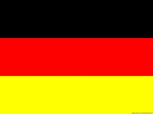 The German flag featuring three horizontal stripes in black, red, and gold from top to bottom. 