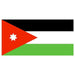 Flag of Jordan with horizontal black, white, and green stripes and a red triangle on the hoist side containing a white seven-pointed star.
