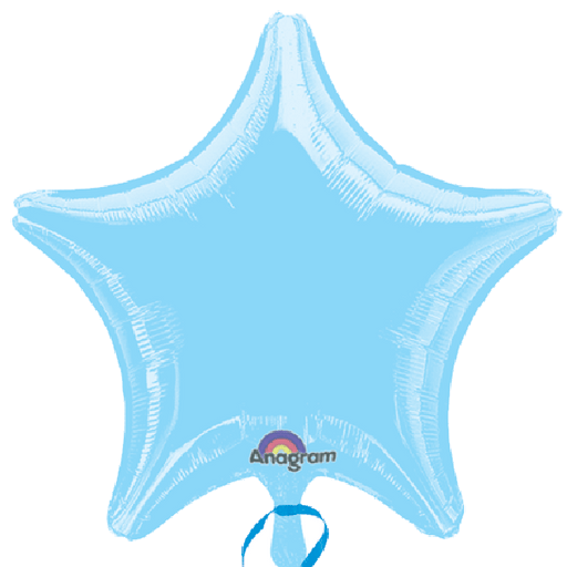 Pastel Blue star-shaped foil balloon with a glossy finish and the 'Anagram' logo printed near the bottom point.