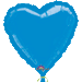 Sapphire heart-shaped foil balloon with crimped edges, tied with a curly white ribbon and displaying the Anagram logo near the bottom center.