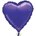 Purple heart-shaped foil balloon with crimped edges, tied with a curly white ribbon and displaying the Anagram logo near the bottom center.