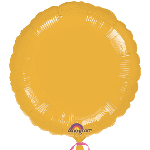 Metallic gold round foil balloon with a scalloped edge, featuring a subtle sheen and the 'Anagram' logo at the bottom center.