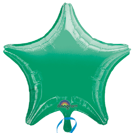 Green star-shaped foil balloon with a glossy finish and the 'Anagram' logo printed near the bottom point.