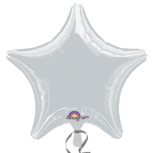Silver star-shaped foil balloon with a glossy finish and the 'Anagram' logo printed near the bottom point.