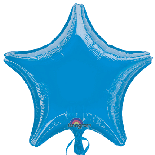 Blue star-shaped foil balloon with a glossy finish and the 'Anagram' logo printed near the bottom point.
