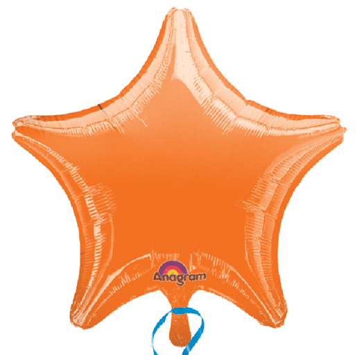 Orange star-shaped foil balloon with a glossy finish and the 'Anagram' logo printed near the bottom point.