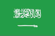 Green flag with white Arabic script and a white sword, representing Saudi Arabia.