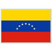 Venezuela flag with horizontal stripes of yellow, blue, and red, featuring a semicircle of white stars in the center of the blue stripe.
