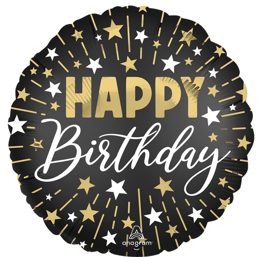 Happy Birthday Gold, Silver, & Black Mylar Balloon - 18" | 1 ct. - Zurchers