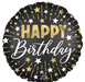Happy Birthday Gold, Silver, & Black Mylar Balloon - 18" | 1 ct. - Zurchers