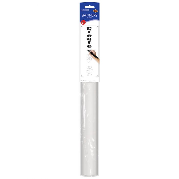 A blank customizable sign banner rolled in clear packaging. The label shows an example of writing "Create Your Own" in large block letters, emphasizing that the banner can be personalized with any message or design. Ideal for parties, events, or announcements.