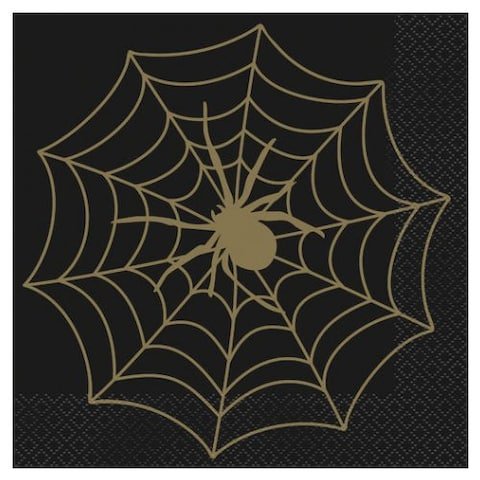 Halloween Black and Gold Spider Web Lunch Napkin | 16ct - Zurchers