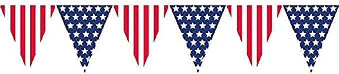 Patriotic Stars & Stripes Pennant Banner 12ft | 1ct - Zurchers