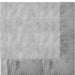 Silver paper napkin with an embossed border pattern, displayed flat against a white background.