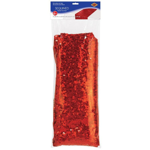 Patriotic Red Sequined Table Runner 6ft | 1 ct - Zurchers