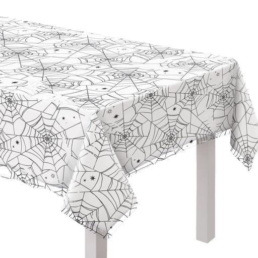 Halloween Spider Web Night Clear Plastic Table Cover | 1ct - Zurchers
