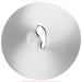 Close-up view of a metal piping tip with a teardrop-shaped opening, typically used for creating petal or ruffle icing designs.