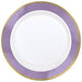 Round Premium Plastic Dinner & Dessert Plates Bright Lavender & Gold Border | 20 pc - Zurchers