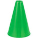 Solid green plastic cheerleading megaphone with no text or graphics. Features a classic cone shape, suitable for sports events, pep rallies, or themed decorations.
