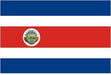 Costa Rica flag with blue, white, and red horizontal stripes, featuring the national coat of arms inside a white oval on the red stripe toward the left side.