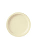 Ivory-colored small round paper plate with a subtle rimmed edge and simple embossed border design.