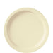 Ivory round paper plate with a smooth center and a lightly embossed, textured rim.