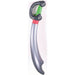 Inflatable pirate sword with a silver curved blade, a black guard decorated with white swirl patterns, a green striped handle, and a red accent at the base of the blade. Ideal for pirate-themed parties, costumes, and playful activities.