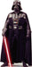 Life-size cardboard cutout of a character in black armor and a flowing cape, wearing a helmet and chest control panel, holding a red lightsaber. The Star Wars logo appears at the base.